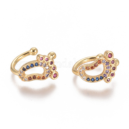 Golden Plated Brass Micro Pave Cubic Zirconia Cuff Earrings EJEW-L244-27G-1