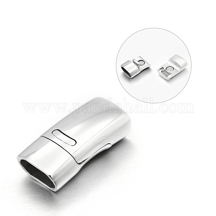 Rectangle 304 Stainless Steel Magnetic Necklace Clasps STAS-N065-51-1