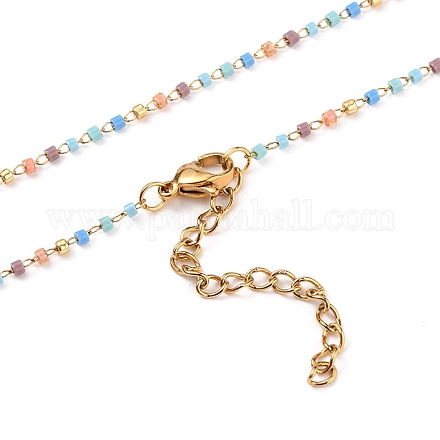 Colliers de perles de rocaille de verre faits à la main NJEW-JN03185-03-1