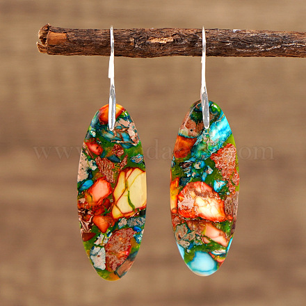 Богемные овальные цветочные серьги с императорским камнем PV7367-2-1