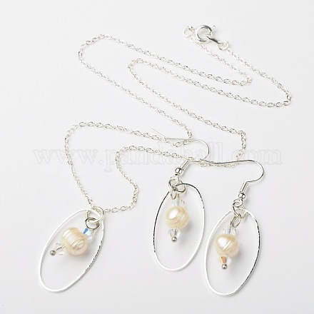Czech Glass Bicone Beads Jewelry Sets: Earrings & Necklaces SJEW-JS00756-01-1