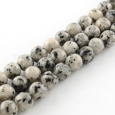 Brins de perles rondes en jaspe sésame naturel teint G-R342-10mm-15-1