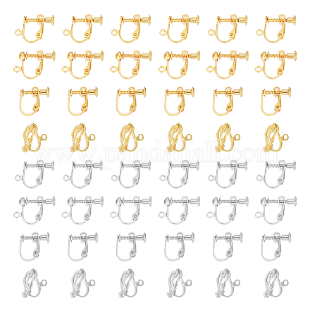 Unicraftale 48 pièces 8 styles de boucles d'oreilles à clipser en laiton KK-UN0001-63-1