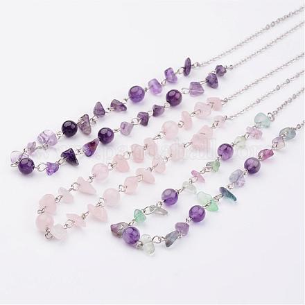 Gemstone Beaded Necklaces NJEW-JN01702-1
