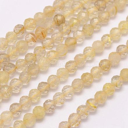 Chapelets de perles en quartz rutiles d'or naturel G-F509-42-2mm-1