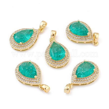 Golden Plated Brass Micro Pave Clear Cubic Zirconia Pendants ZIRC-F123-01B-1