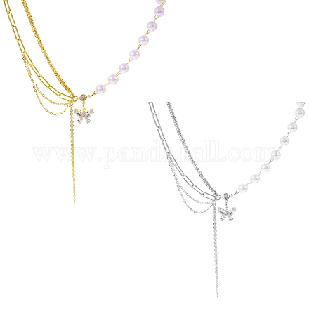 2 шт. 2-цветный сплав кристаллов горного хрусталя бабочка кулон ожерелье NJEW-HY0001-30-1