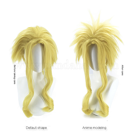 Perruques de fête cosplay jaunes courtes et moelleuses OHAR-I015-16-1