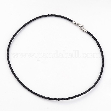 Braided Leather Necklace Making NJEW-JN01551-02-1