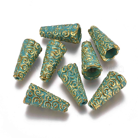 Conos de cuentas de esmalte de estilo tibetano TIBE-A007-028GG-1
