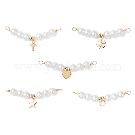 5 шт. 5 стиля подвески-соединители из стеклянных жемчужин круглой формы PALLOY-JF04526-1