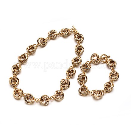304 Stainless Steel Link Chain Necklaces & Bracelets Jewelry Sets SJEW-E049-02G-1