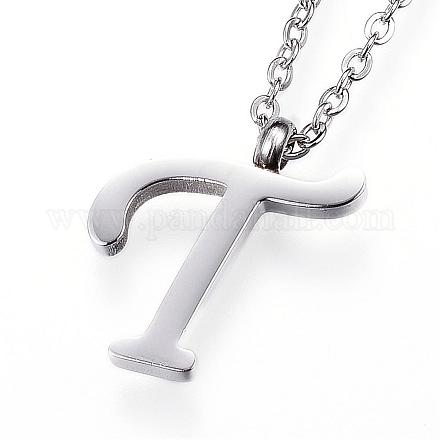 304 Stainless Steel Initial Pendant Necklaces NJEW-P151-T-P-1