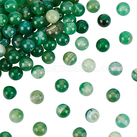 Olycraft circa 94 pz perle di agata naturale perle di agata a strisce verdi tinte da 8 mm perline di agata fasciata verde perline sciolte rotonde pietra energetica per la collana del braccialetto creazione di gioielli G-OC0003-56B-03-1