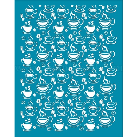 シルクスクリーン印刷ステンシル  木に塗るため  DIYデコレーションTシャツ生地  コーヒー柄  100x127mm DIY-WH0341-162-1