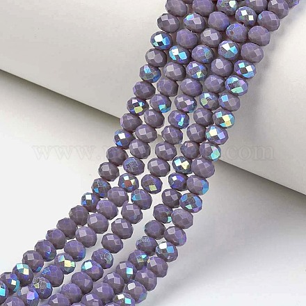 Electroplate Opaque Solid Color Glass Beads Strands EGLA-A034-P4mm-L10-1