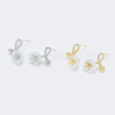 Accessoires de clous d'oreilles en 925 argent sterling avec micro pavé zircone cubique STER-F043-010-1