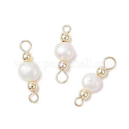 Подвески-коннекторы из натурального культивированного пресноводного жемчуга в виде картофеля и круглого гальванического немагнитного синтетического гематита PALLOY-JF04191-01-1