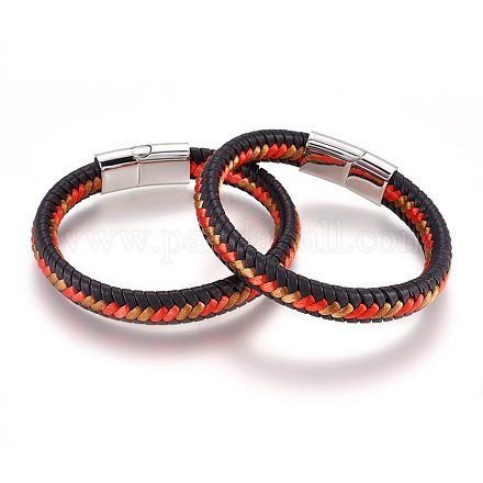 Плетеные браслеты шнур кожаный BJEW-F349-02P-01-1
