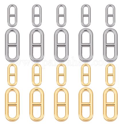 UNICRAFTALE 20pcs 2 Colors 2 Size Oval Connector Pendant 304 Stainless Steel Connector Charms Metal Frame Links for Bracelet Necklace Jewelry Making Golden Stainless Steel Color 13~18.4mm STAS-UN0036-86-1
