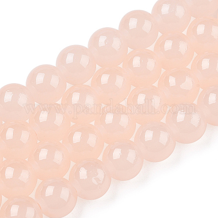 Backen gemalt Nachahmung Jade Glas runden Perle Stränge DGLA-Q021-8mm-42-A-1