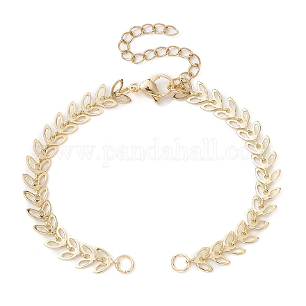 Realizzazione di braccialetti a maglie di catena in pannocchie fatti a mano in ottone AJEW-TA00007-1