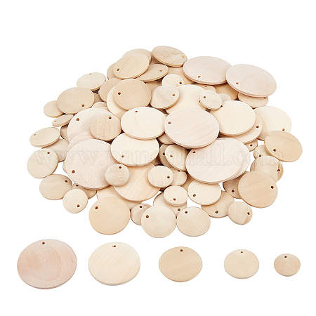 Wholesale NBEADS 40 Pcs Unfinished Round Wooden Discs 