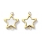 Ion Plating(IP) 304 Stainless Steel Pave White Shell Connector Charms, Polished, Real 18K Gold Plated, Star, 12x10x2mm, Hole: 1.2mm