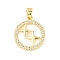 Brass Micro Pave Cubic Zirconia Pendants, Cadmium Free & Lead Free, Real 18K Gold Plated, Round, 18x15x2mm, Hole: 3x5mm