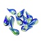 Handmade Lampwork Beads, Teardrop, Blue, 28~31x13.5~14.5mm, Hole: 1~1.7mm