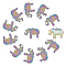 12Pcs Alloy Pendants, Cadmium Free & Nickel Free & Lead Free, Elephant, Rainbow Color, 37x49x5mm, Hole: 2mm