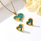 304 Stainless Steel & Acrylic Stud Earrings & Pendant Necklaces Sets, Heart, Light Sea Green, 400mm