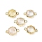 Brass Natural Lemon Quartz Connector Charms, Flat Round, Faceted, Rack Plating, 14.5x10x3.5mm, Hole: 1.4mm