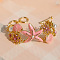 Alloy Enamel Link Bracelets for Women, Starfish & Shell Shape, with Rhinestone & Plastic Pearl, Pink, 7-1/4 inch(18.5cm)