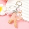 Resin & Acrylic & Faux Suede Tassel Keychain, with Alloy Clasp and Iron Rings, Letter K, 9.5cm