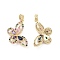 Brass Micro Pave Colorful Cubic Zirconia Pendants, Butterfly Charms, Cadmium Free & Nickel Free & Lead Free, Real 18K Gold Plated, 26.14x14.8x3.51mm