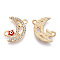 Moon Alloy Enamel Connector Charms, Evil Eye Star Links, with Crystal Rhinestone, Light Gold, Cadmium Free & Lead Free, Red, 19.5x16x2mm, Hole: 1.8mm