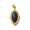 Natural Lapis Lazuli Pendants, Ion Plating(IP) 304 Stainless Steel Oval Charms with Jump Rings, Real 14K Gold Plated, 25x14x5mm, Hole: 5x3mm