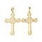 Brass Micro Pave Cubic Zirconia Pendants, Cross, Rack Plating, Long-Lasting Plated, Lead Free & Cadmium Free, Real 18K Gold Plated, 48x31.5x3mm, Hole: 5mm