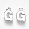 Brass Charms, Letter, Nickel Free, Real Platinum Plated, Letter.G, 8.5x5x1.5mm, Hole: 0.8mm