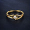 Heart Brass Micro Pave Clear Cubic Zirconia Finger Rings, Golden, US Size 6(16.5mm)