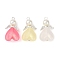Luminous Transparent Acrylic Pendants, with Glass Pearl Beads and Alloy Wing Beads, Angel Charms, Mixed Color, 37x21x11mm, Hole: 3mm