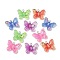 Resin Pendants, Butterfly Charms, with Platinum Iron Loop, Mixed Color, 19~20x24x4~5mm, Hole: 1.8~2mm