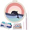 Punch Embroidery Starter Kits, including Embroidery Fabric & Yarn, Needle, Punch Pen, Threader, Embroidery Hoop, Instruction Sheet, Whale, 2.8mm, 8 Bundles