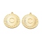 Brass Pendants Cabochon Settings, Cadmium Free & Nickel Free & Lead Free, Flat Round, Real 18K Gold Plated, Tray: 6mm, 26.5x24x2.5mm, Hole: 1.8mm