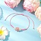 Adjustable Nylon Cord Braided Beads Bracelets, Acrylic Flower Bead Bracelets for Women, with Glass Seed Beads, Pink, Inner Diameter: 2-3/8~3-3/8 inch(6~8.5cm)