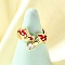 Brass Micro Pave Cubic Zirconia Cuff Rings for Women, with Enamel, Mushroom, Real 18K Gold Plated, 14.5mm, US Size 6(16.5mm)