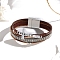 Imitation Leather Mutli-strand Bracelets, Bohemian Cross Bracelets, with Stainless Steel Magnetic Clasps, Camel, 7-5/8 inch(19.5cm)