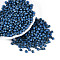 Baking Paint Glass Seed Beads, Round, Faceted, Royal Blue, 4~4.5x3~3.5mm, Hole: 0.9~1.2mm, about 666pcs/50g