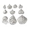 10Pcs 304 Stainless Steel Pendants, Shell Shape, Stainless Steel Color, 20~46x13~47x3.5~5mm, Hole: 1.2~2mm